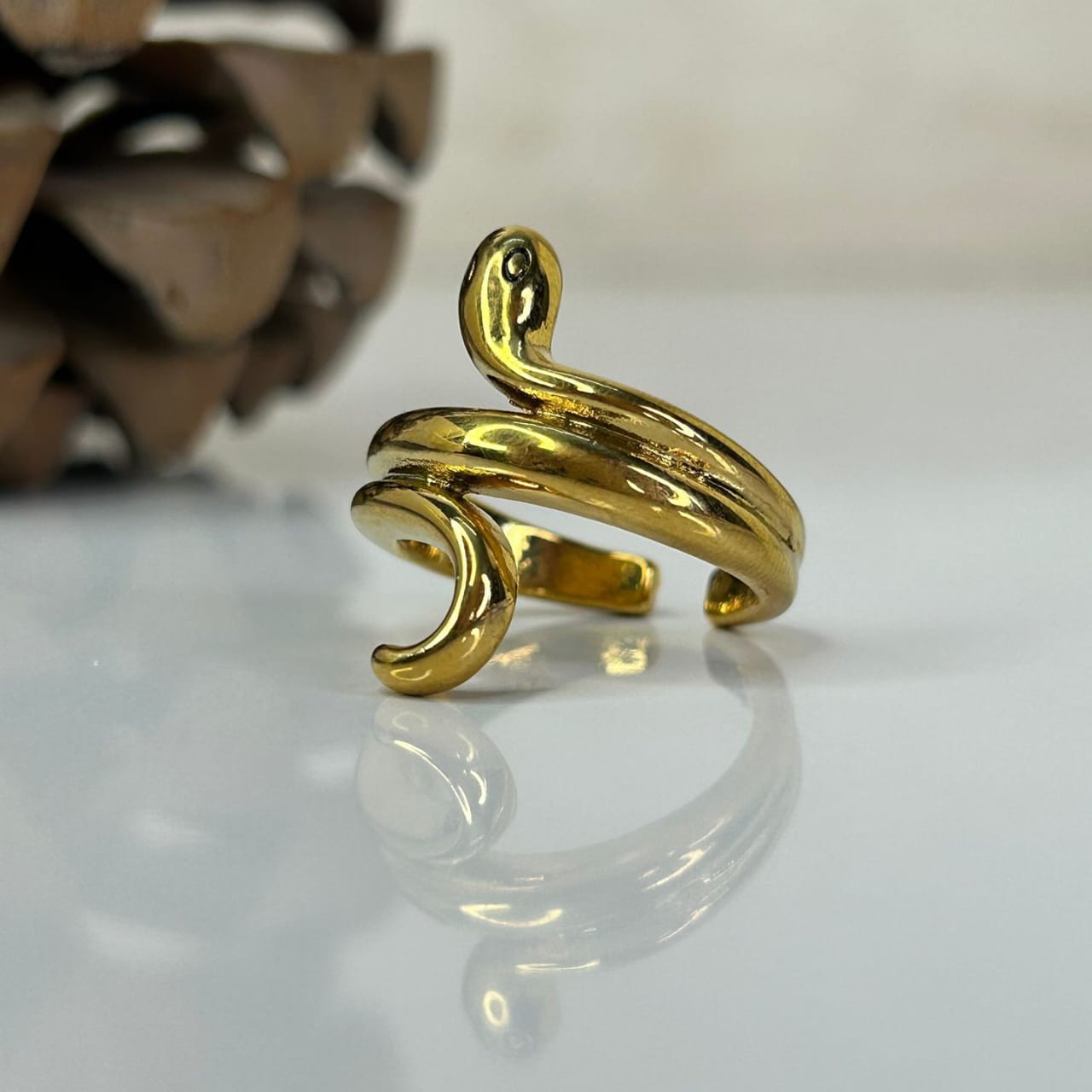 Gold Plated Snake Wrap Adjustable Ring