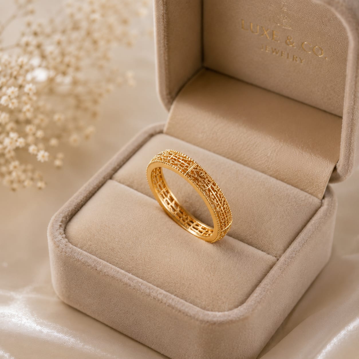 Royal Filigree Gold Band Ring