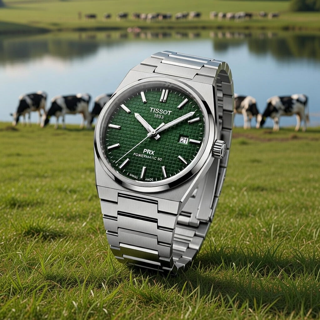 Luxury Green Textured Dial Stainless Steel Watch – Automatic Style Design