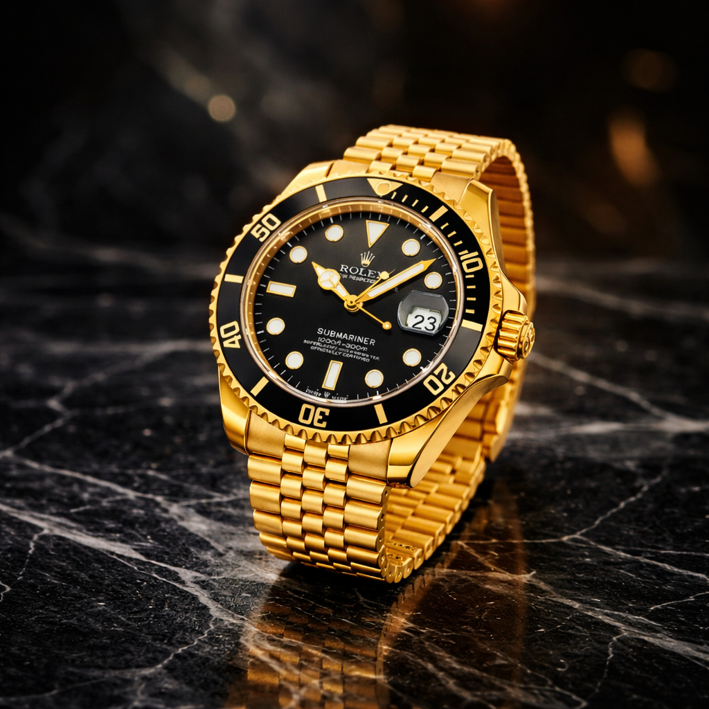 Luxury Gold Automatic Dive Watch – Black Dial with Date Window