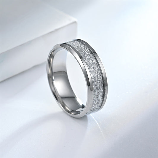 Meteorite Textured Silver Band – Classic Men's Ring