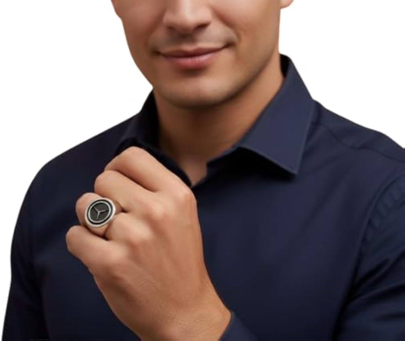 Premium Mercedes-Benz Logo Silver Signet Ring