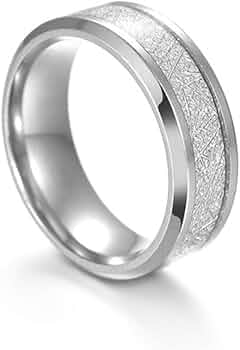 Meteorite Textured Silver Band – Classic Men's Ring