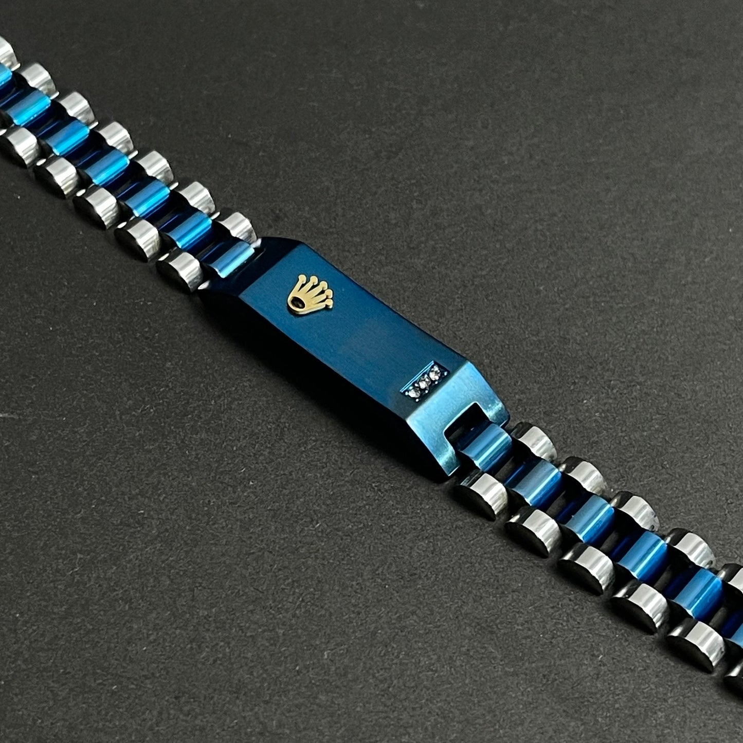 Luxury Two-Tone Jubilee Link Bracelet – Rolex-Inspired Blue & Silver Men’s Chain