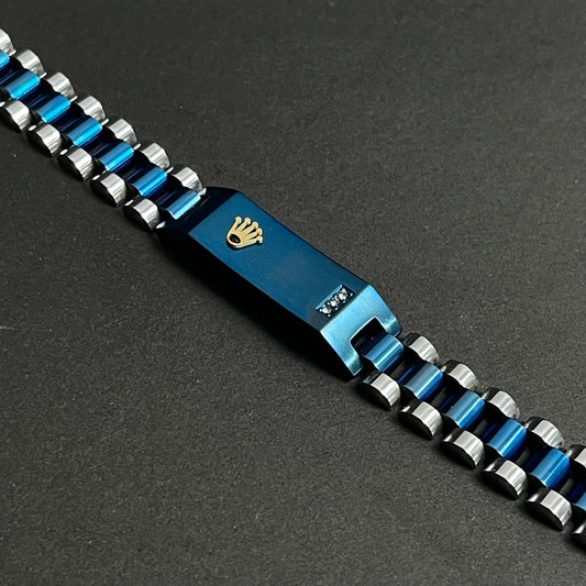 Luxury Two-Tone Jubilee Link Bracelet – Rolex-Inspired Blue & Silver Men’s Chain