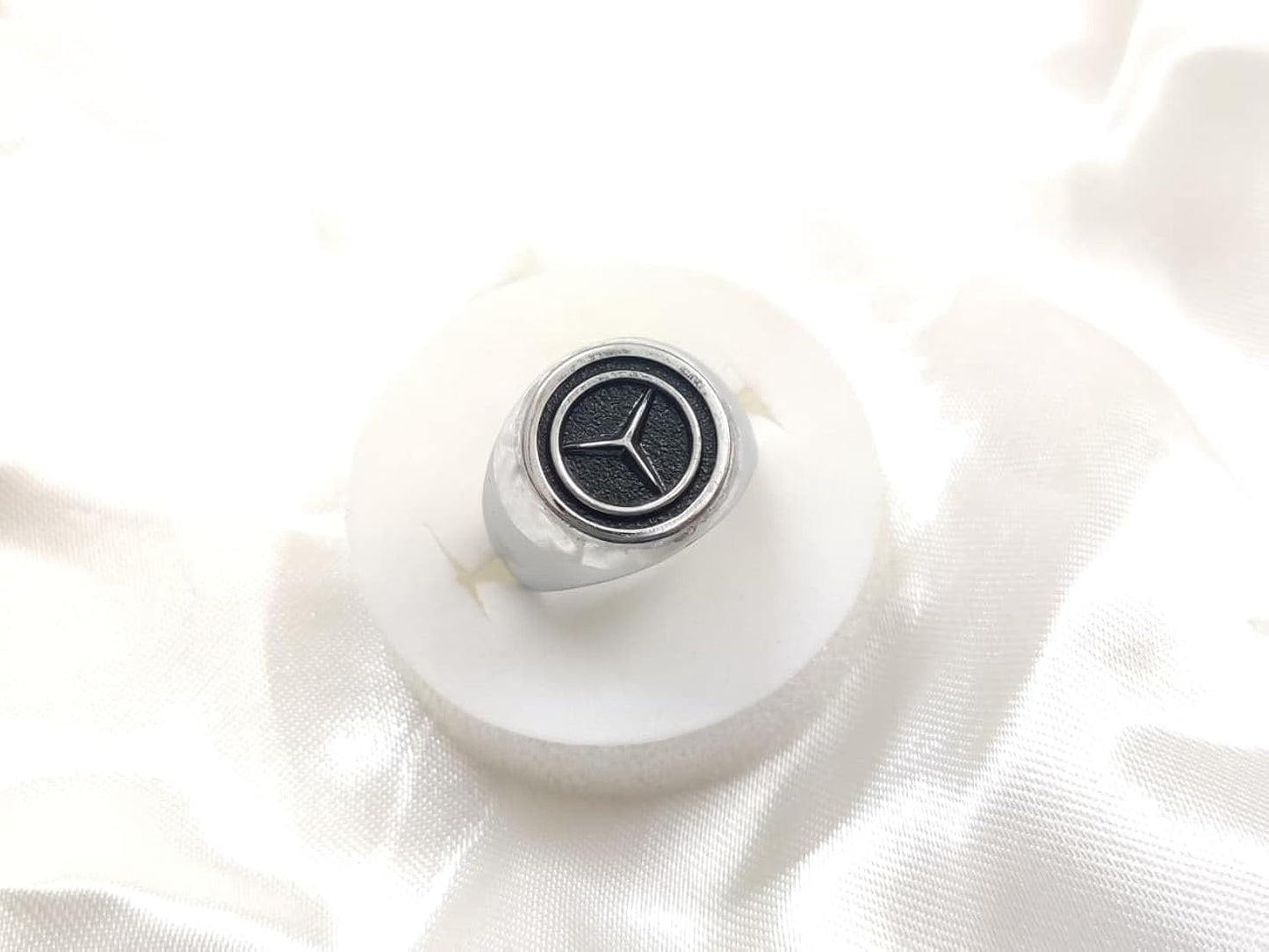 Premium Mercedes-Benz Logo Silver Signet Ring