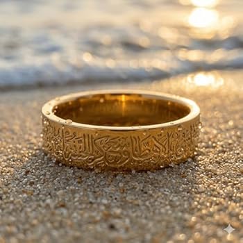 Gold Plated Arabic Calligraphy Band – Elegant Islamic Script Statement Ring