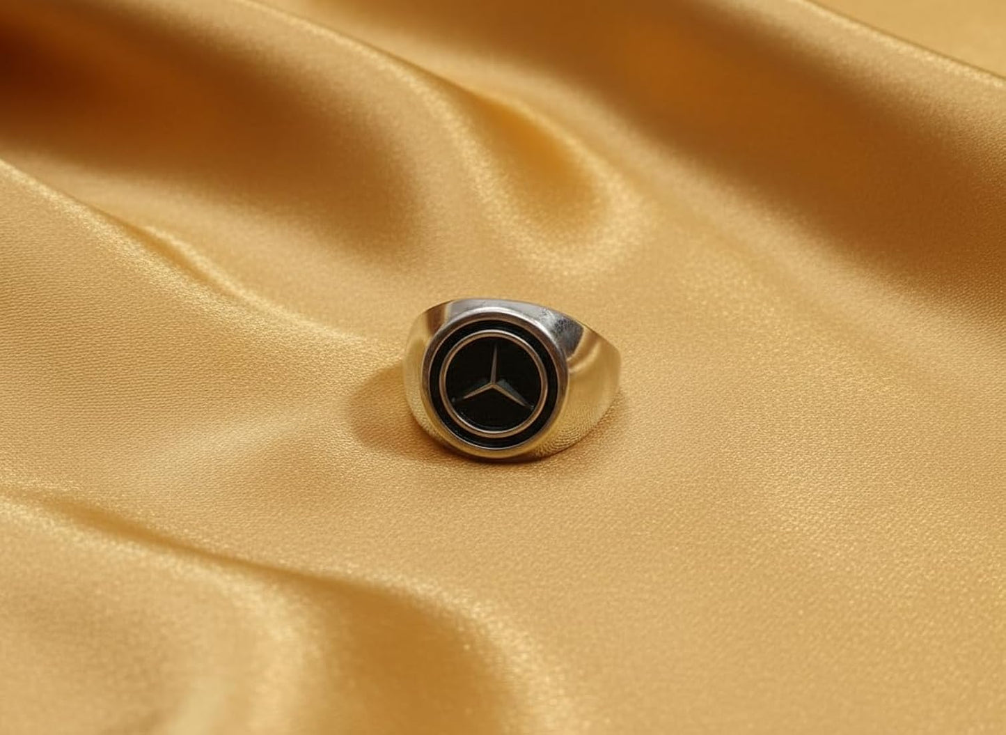 Premium Mercedes-Benz Logo Silver Signet Ring