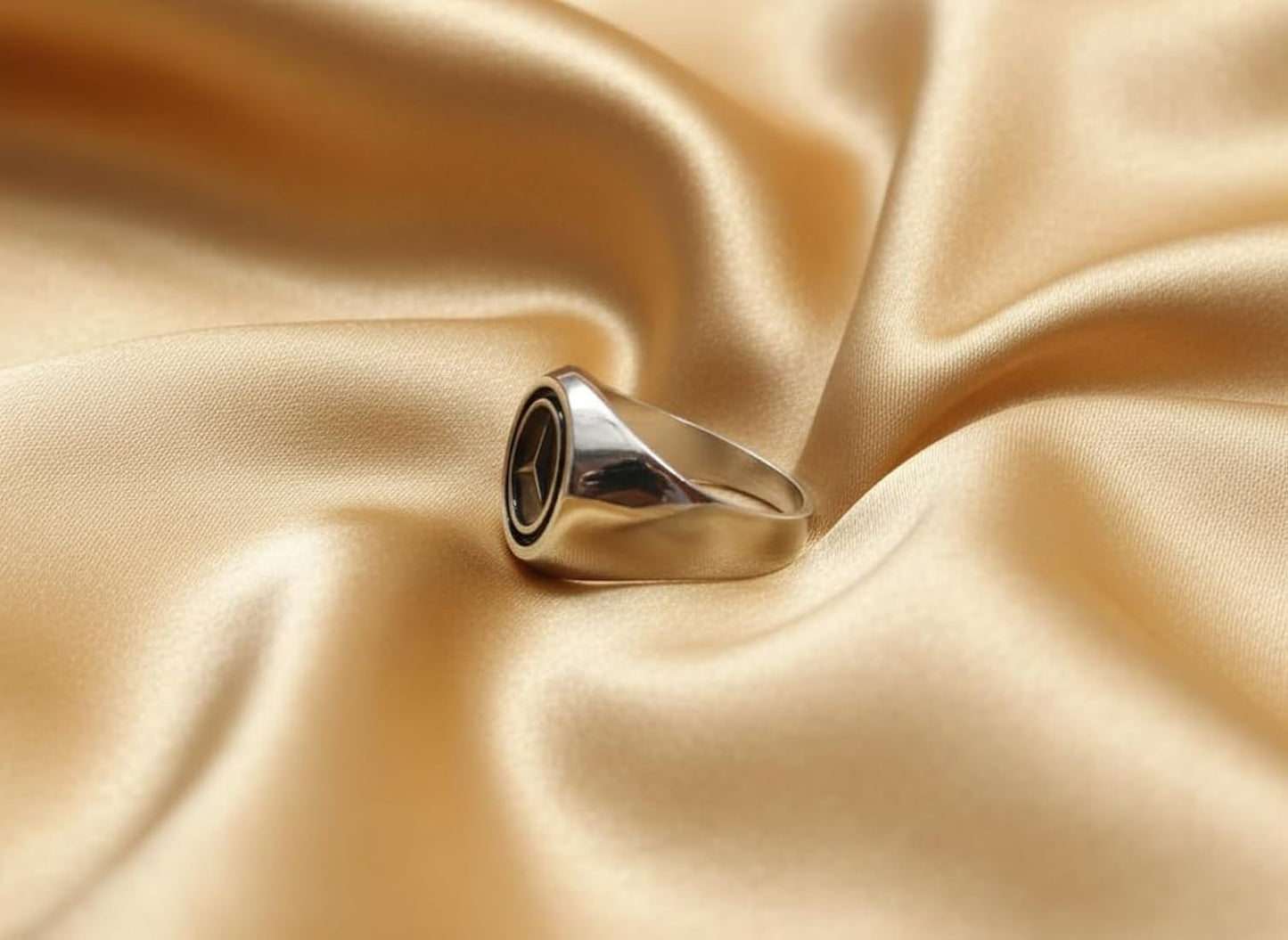 Premium Mercedes-Benz Logo Silver Signet Ring