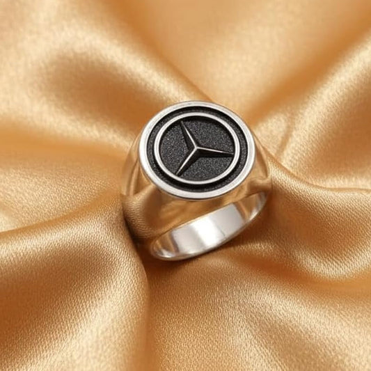 Premium Mercedes-Benz Logo Silver Signet Ring