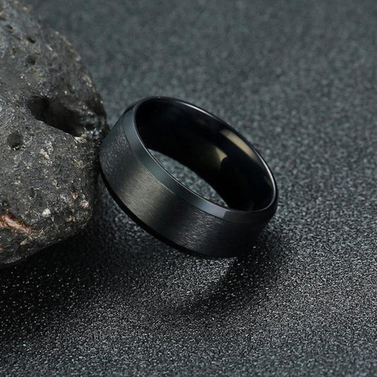 Elite Matte Black Brushed Band – Minimalist Ring for Men