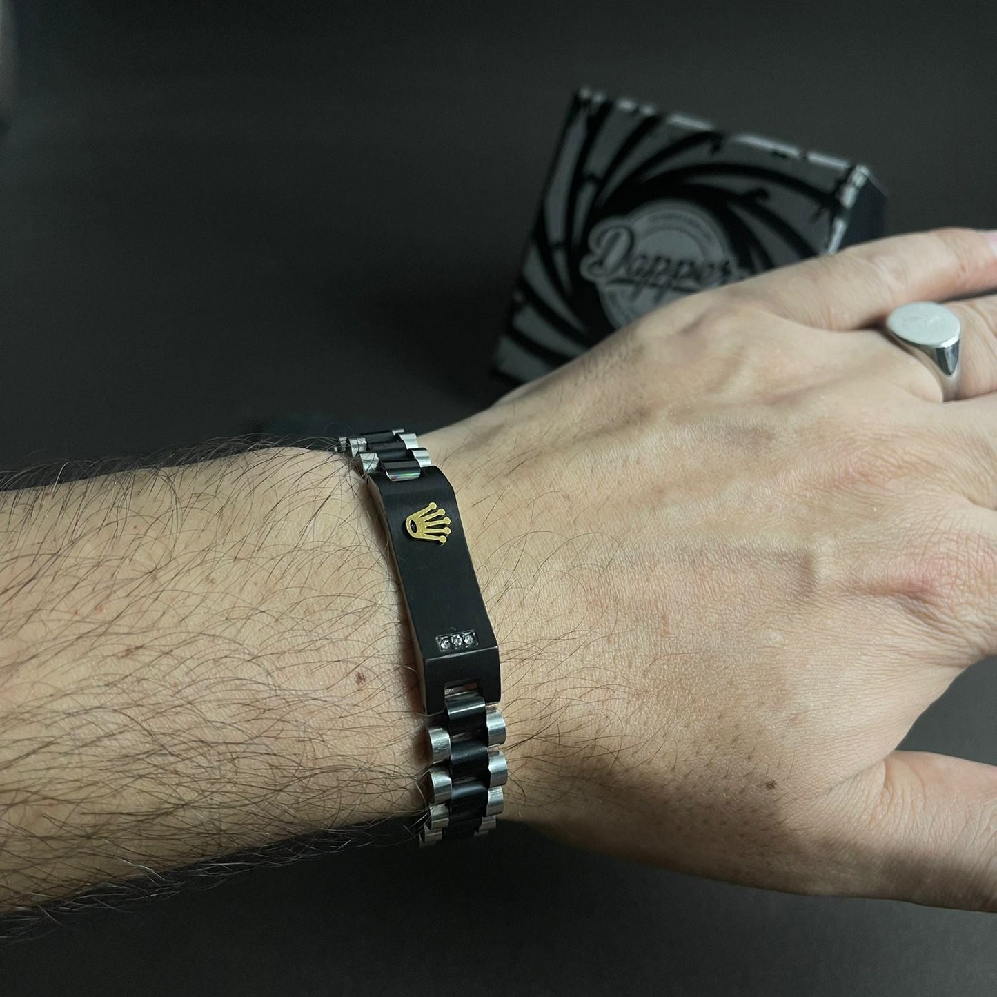 Onyx Edge Faceted H-Link Bracelet – Modern Stealth Black Men’s Statement Chain