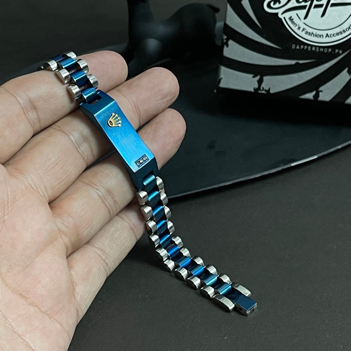 Luxury Two-Tone Jubilee Link Bracelet – Rolex-Inspired Blue & Silver Men’s Chain