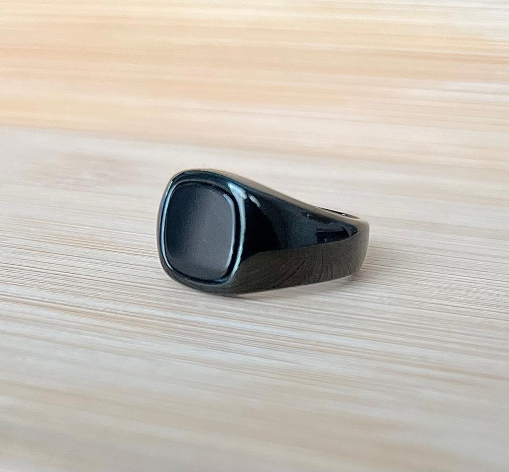 Minimalist Matte Black Signet Ring – Sleek Statement Ring for Men