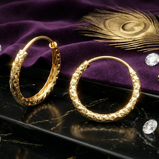 Diamond-Cut Gold Hoop Earrings