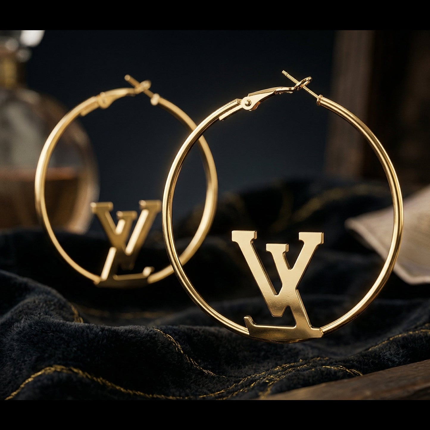 Luxury LV Style Gold Hoop Earrings