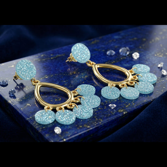 Sky Blue Crystal Drop Chandelier Earrings