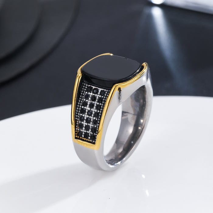 Two-Tone Onyx Signet Ring