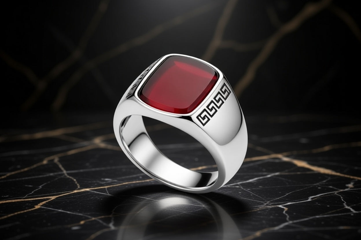 Crimson Stone Luxury Men's Signet Ring