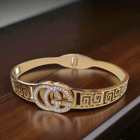 Gold Plated Double G Crystal Cuff&nbsp; Bracelet