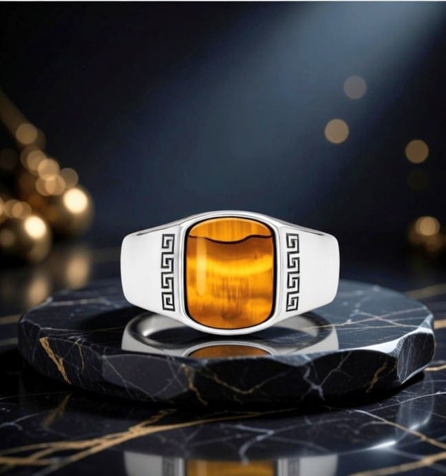 Golden Tiger Eye Luxury Men's Signet Ring