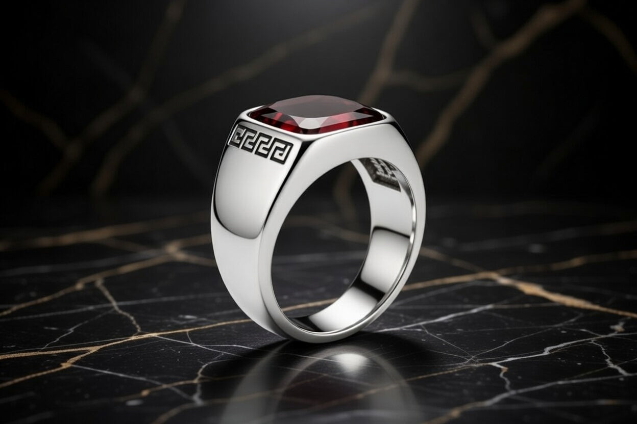 Crimson Stone Luxury Men's Signet Ring