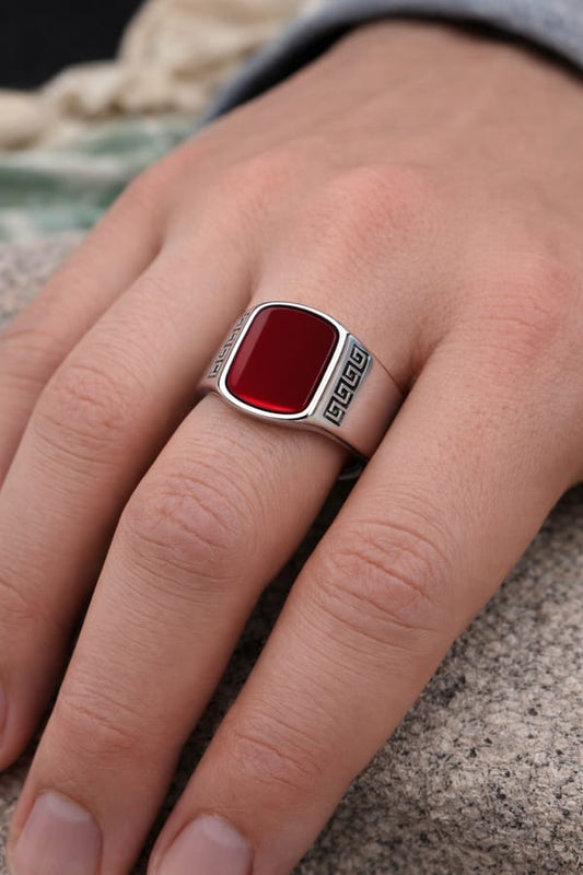 Crimson Stone Luxury Men's Signet Ring