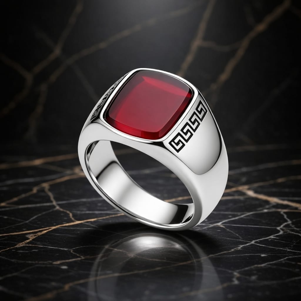 Crimson Stone Luxury Men's Signet Ring