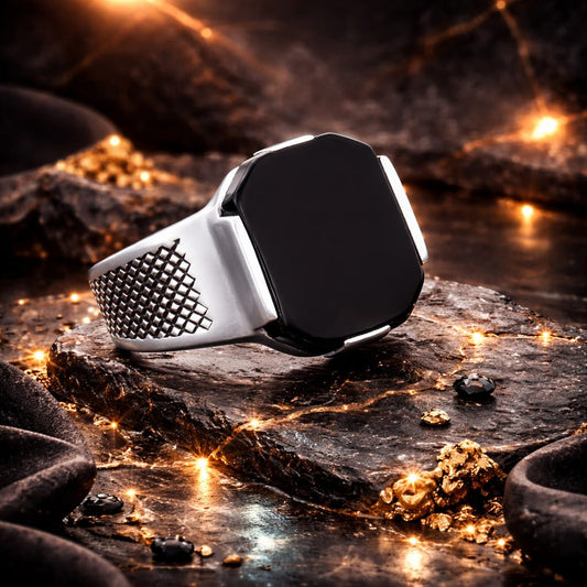 Vintage Sterling Silver Black Gemstone