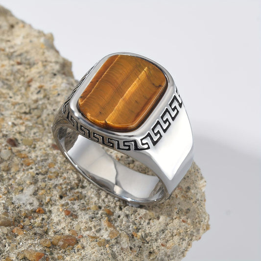 Golden Tiger Eye Luxury Men's Signet Ring