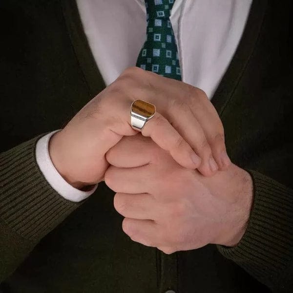 Golden Tiger Eye Luxury Men's Signet Ring