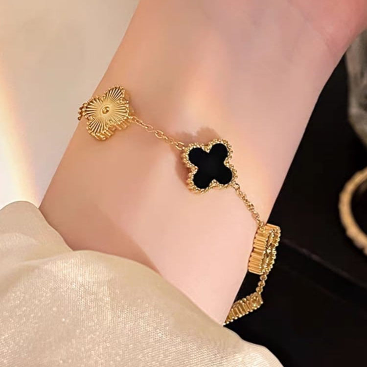 Gold Plated Clover Charm Chain Bracelet