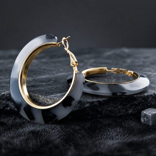 Midnight Marble Hoop Earrings