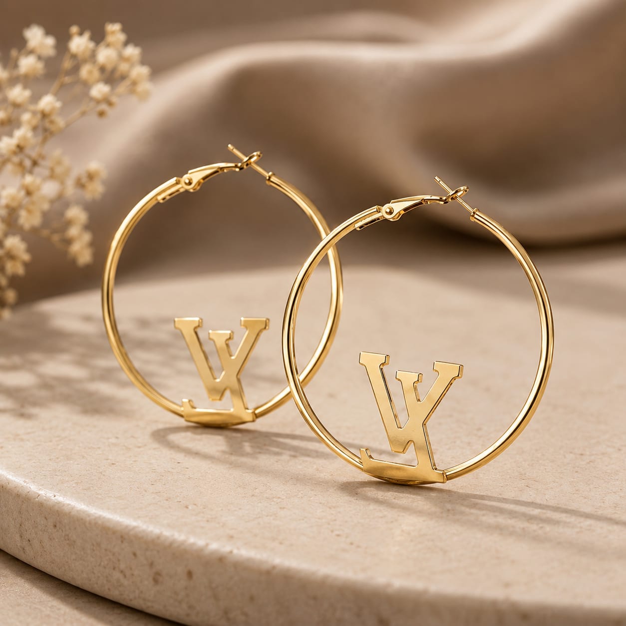Luxury LV Style Gold Hoop Earrings