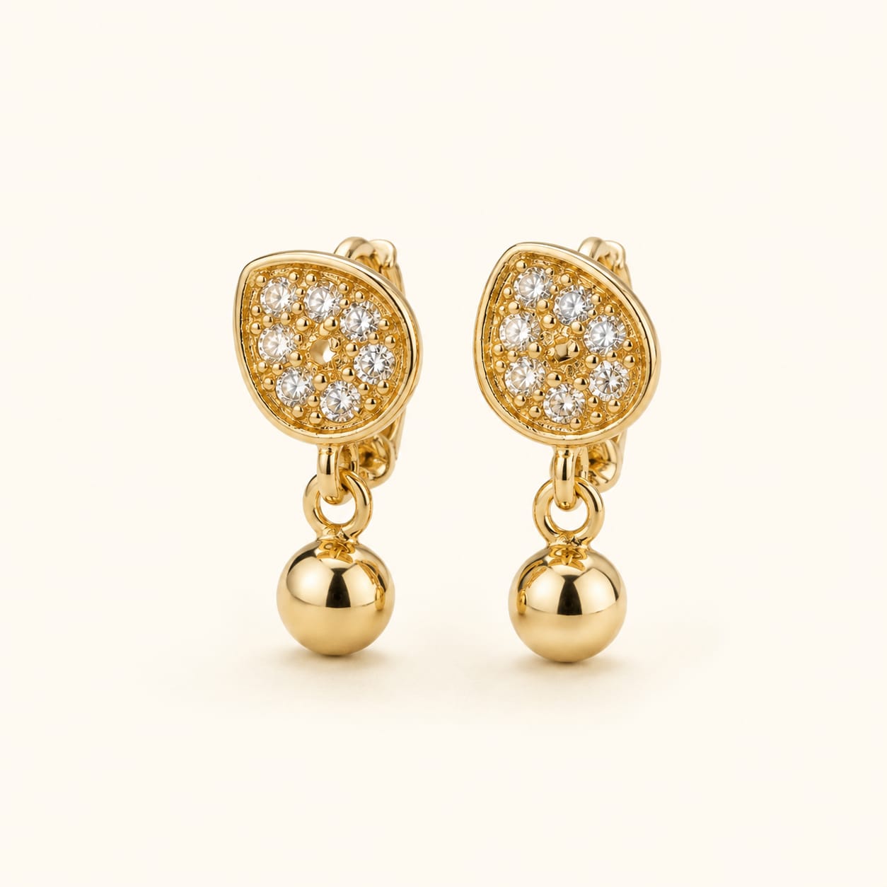 Golden Teardrop Crystal Charm Earrings