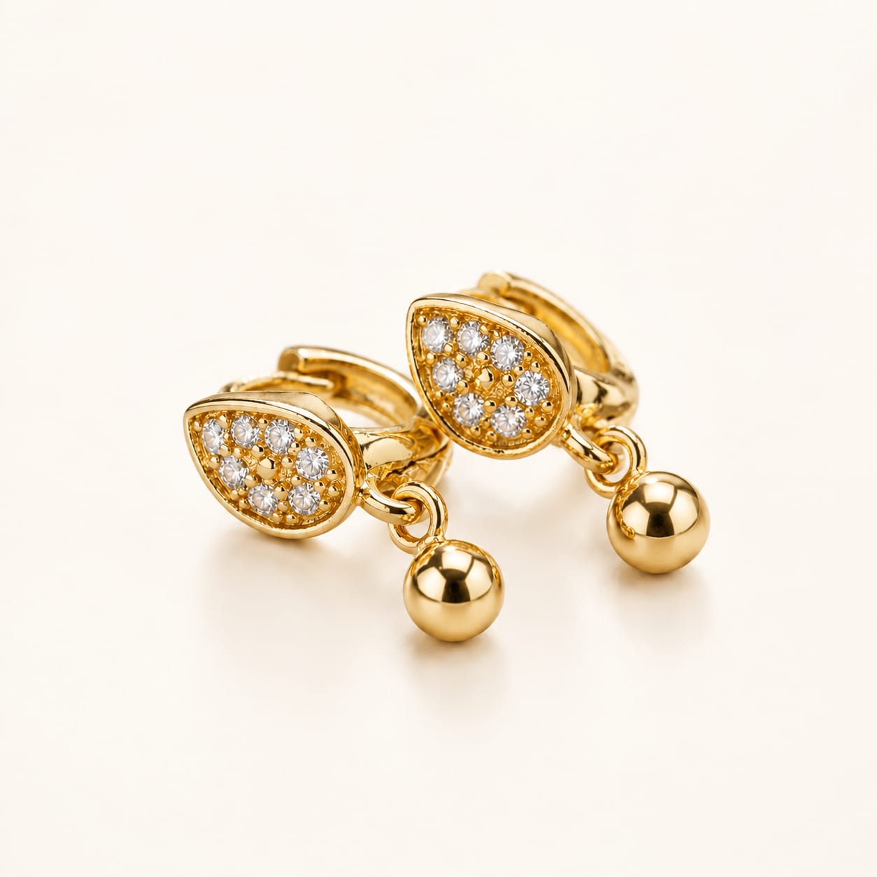 Golden Teardrop Crystal Charm Earrings