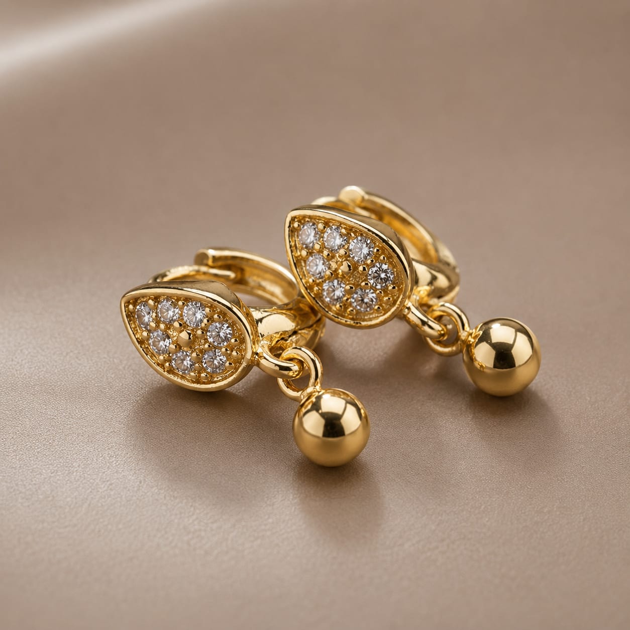 Golden Teardrop Crystal Charm Earrings