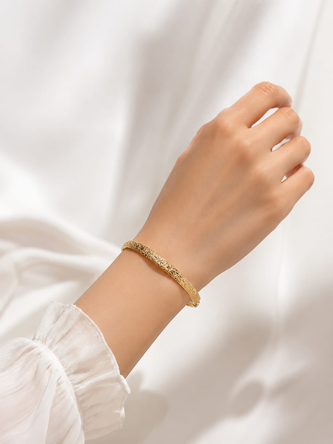 Gold Plated Textured Open Cuff Bangle&nbsp;