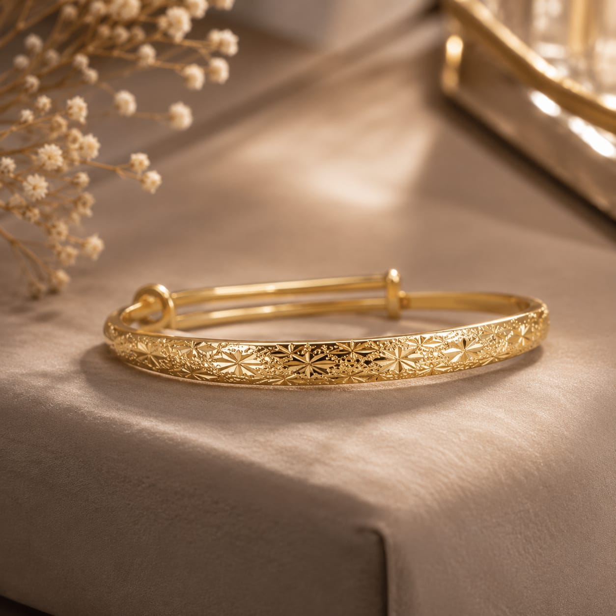 Gold Plated Textured Open Cuff Bangle&nbsp;