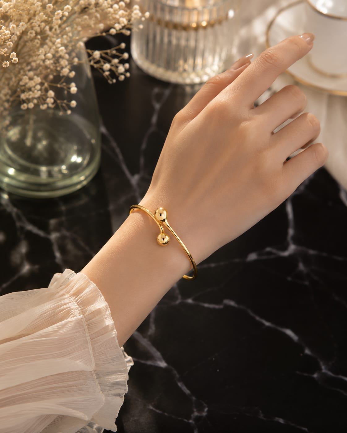 Gold Plated Knot Design Open Cuff Bracelet