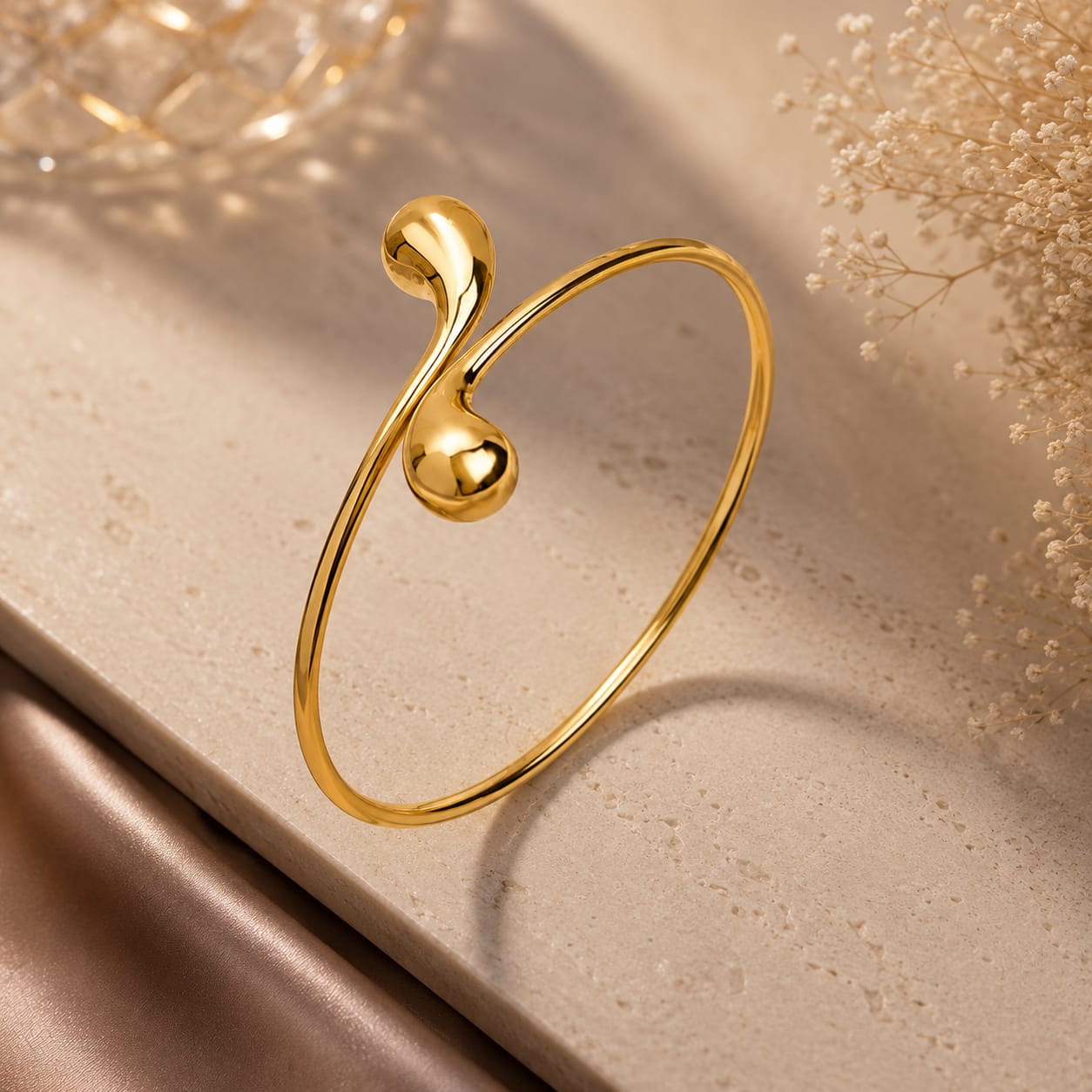 Gold Plated Knot Design Open Cuff Bracelet