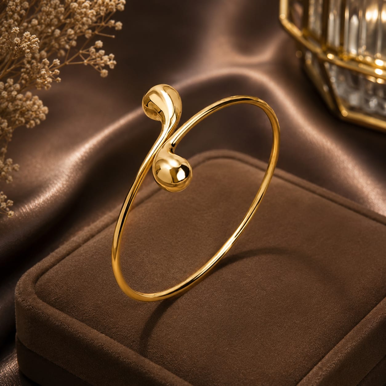 Gold Plated Knot Design Open Cuff Bracelet
