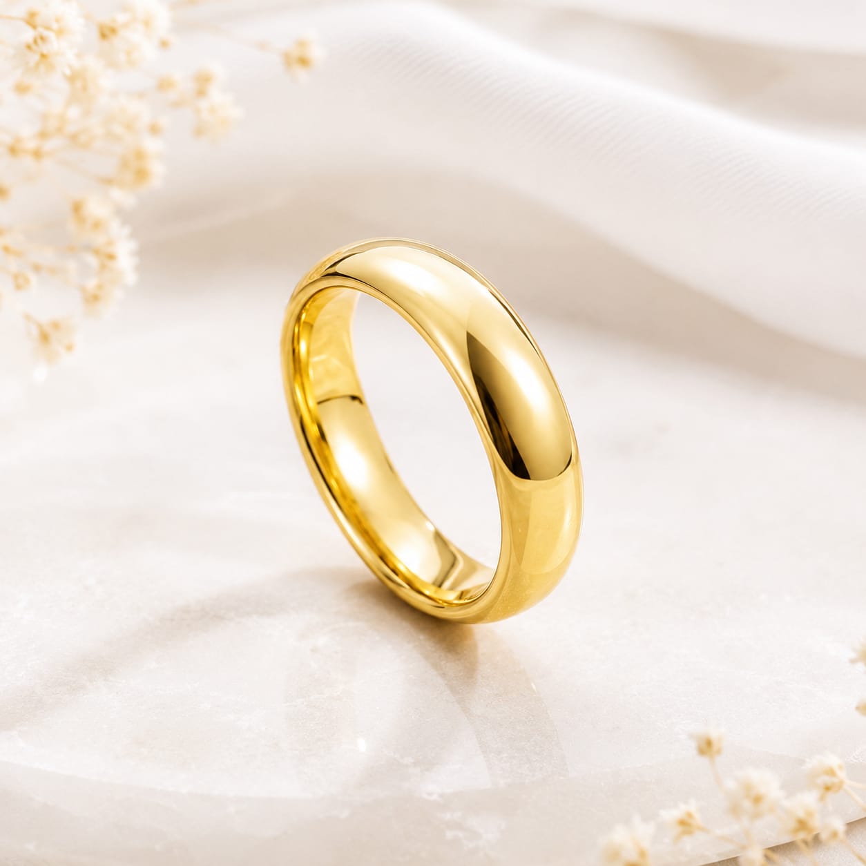 Classic Gold Plated Dome Band – Minimalist Unisex Polished Ring