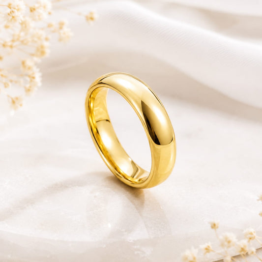 Classic Gold Plated Dome Band – Minimalist Unisex Polished Ring