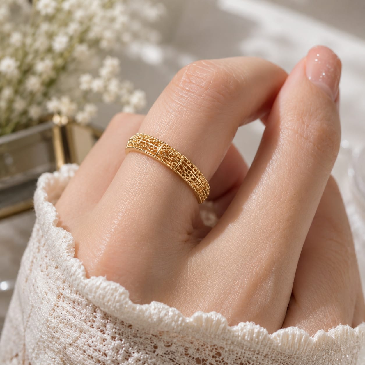 Royal Filigree Gold Band Ring