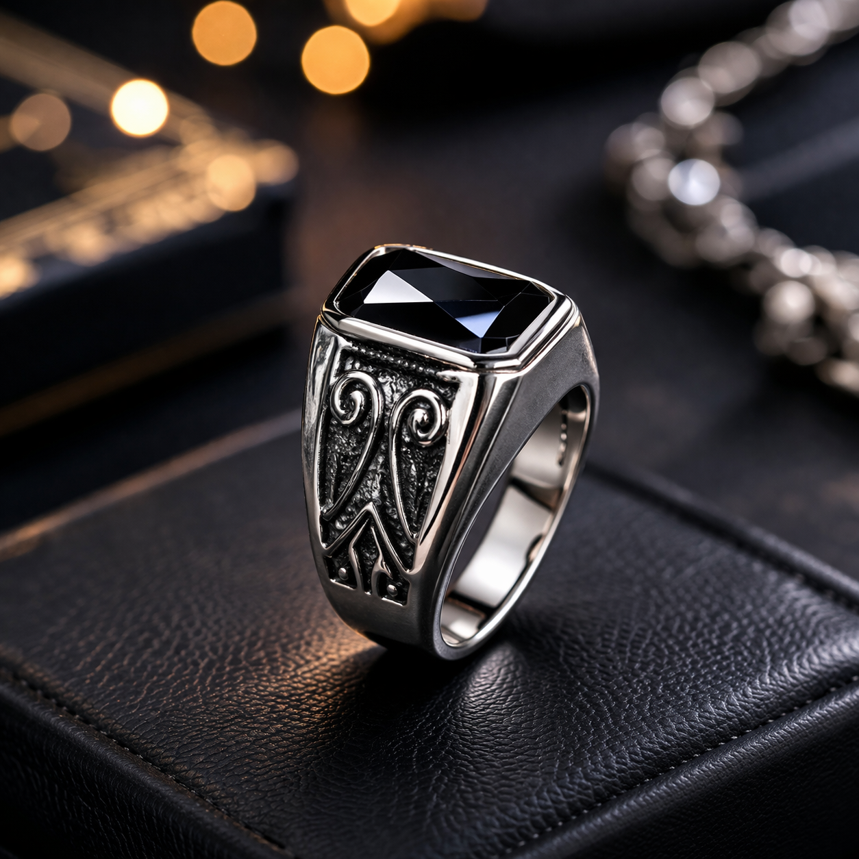 Royal Onyx Signet Ring – Premium Silver Statement
