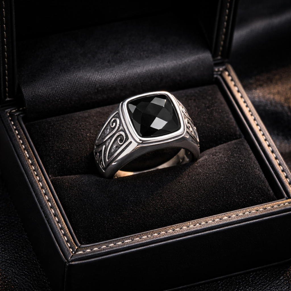Royal Onyx Signet Ring – Premium Silver Statement