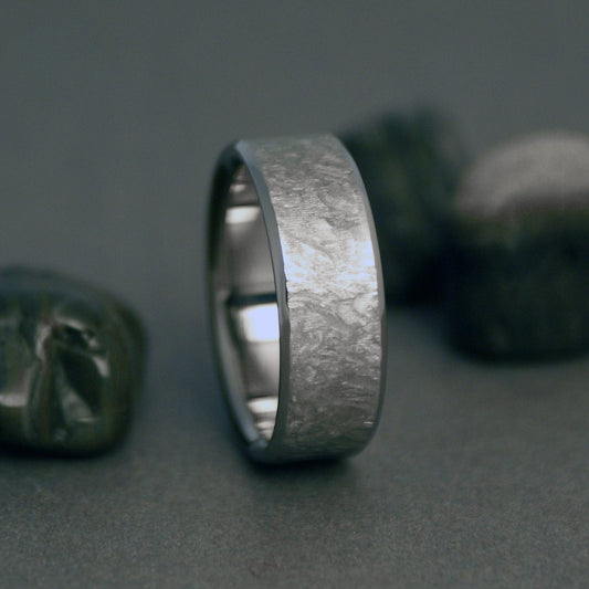 Men’s Brushed Silver Flat Band – Minimalist Matte Ring