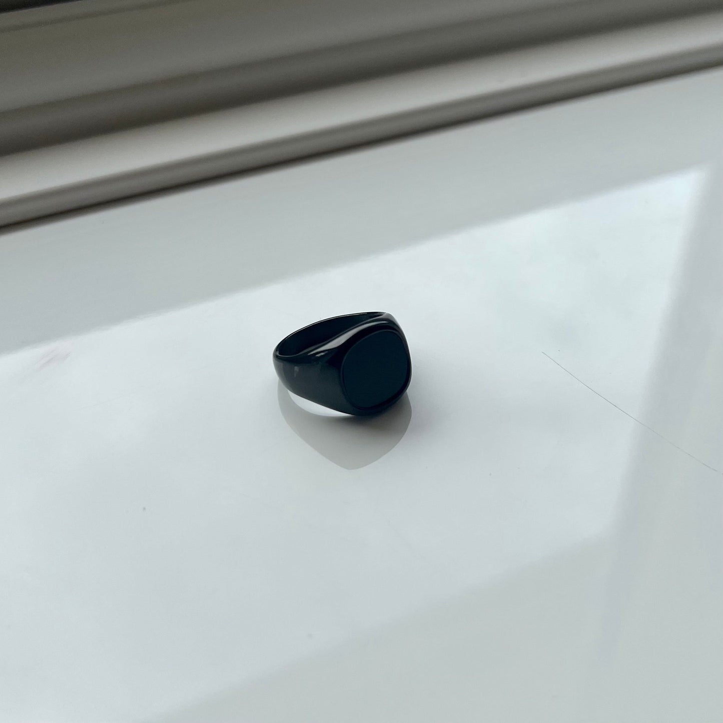 Minimalist Matte Black Signet Ring – Sleek Statement Ring for Men