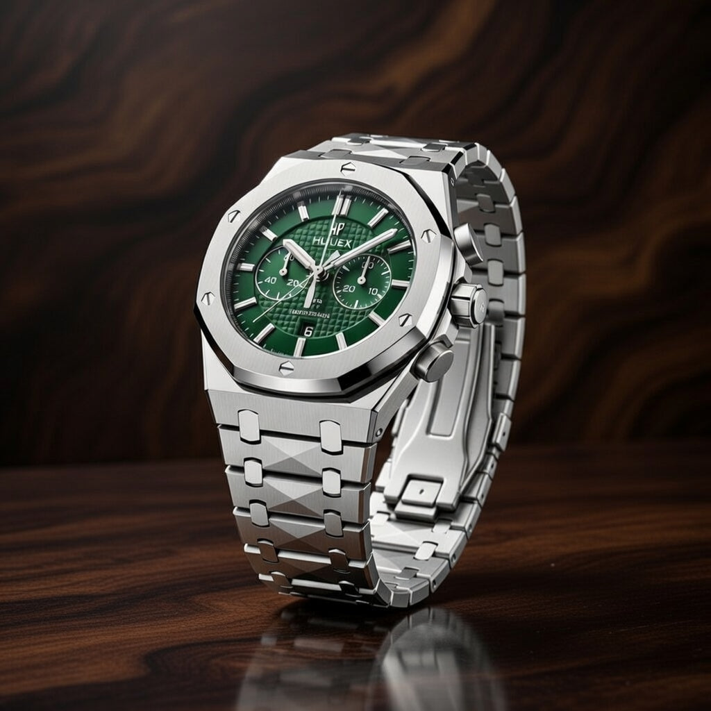 Luxury Green Chronograph Stainless Steel Watch – Bold Sports Edition